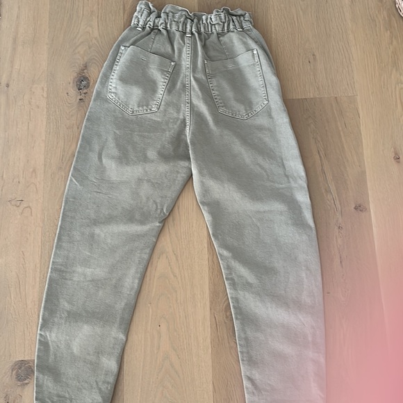 ZARA Pale Sage Green Stretchy Waste Band Trouser Pants - Picture 3 of 3